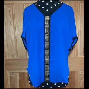 🖤 Cobalt Cold-Shoulder Blouse with Beading Detail